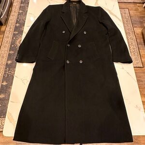 Vintage Allyn Saint George American Couture Mens Cashmere Blend Coat 44 L Black
